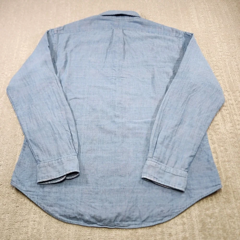 Polo Ralph Lauren Denim Shirt Men XL Slim Fit Double Face Flannel Lined Blue
